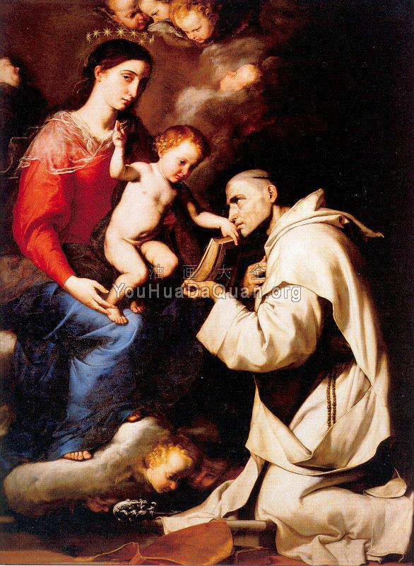 The Madonna with the Christ Child and Saint Bruno - 胡塞佩·德·里贝拉